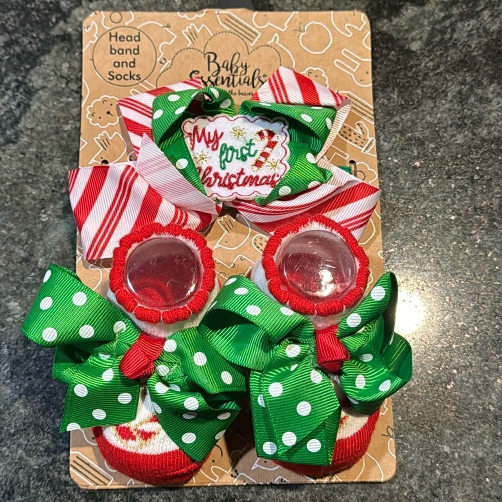 MY 1st christmas bootie & headband set